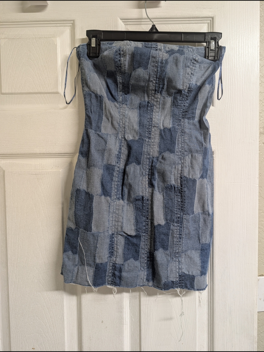 wild fable Strapless Patchwork Denim Mini Dress - Blue